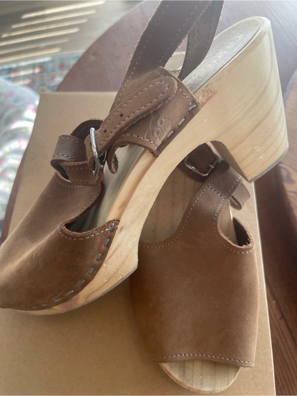 Sandgrens Brown Tan Suede Slingback Clog Sandals Size 39 - Picture 2 of 4